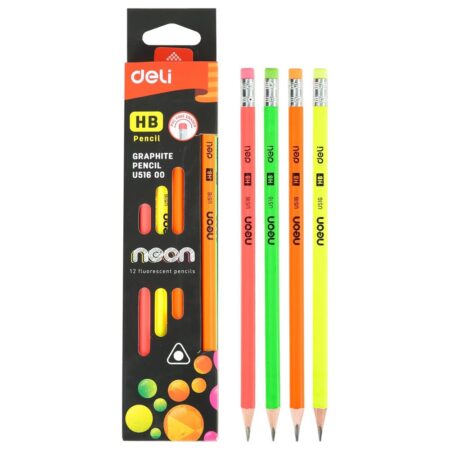 Deli Triangular Graphite Neon HB Pencil. (12 pcs Box)