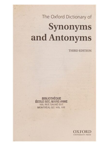 Oxford Dictionary Of Synonyms And Antonyms