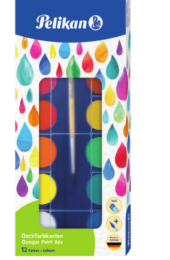 12 Water Colours Pelikan Opaque Paint Box 721 258