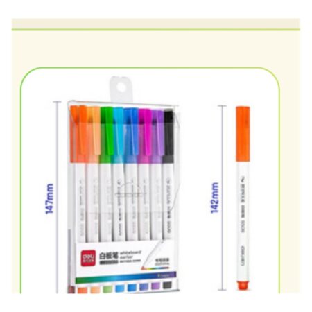 Deli 8 Coloured White Board Markers #S504